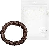 [COCOSILK]シルク ヘアゴム 跡がつかない シルク100％ 髪ゴム おしゃれ 大人 ヘアアクセサリー ココシルク シルクヘアゴム(Small(ゴム), ココアブラウン)