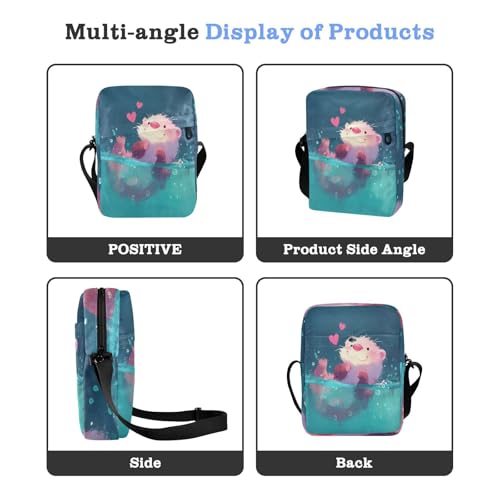 Peach Cute Cartoon Otter mens messenger bag crossbody cross body bag men Woman Handbag Shoulder Strap Adjustable Strap for outdoor sports work4