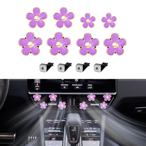 Image of 8PCS Daisy Flower Air Vent Clip Accessories, Air Conditioning Outlet Clip, Car Air Freshener Dashboard Accessories Charm, Auto Decorations Interior Universal Car Fresheners for Women