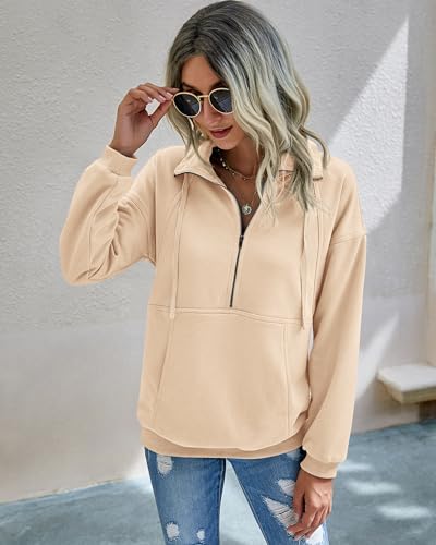 Image of PRETTYGARDEN Women's Casual Long Sleeve Sweatshirt Half Zip Pullover Tops