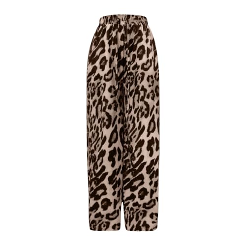 Leopard Print Pants for Women Cheetah Printed Side Striped Color Block Straight Leg Wide Leg Pant Drawstring Trousers4