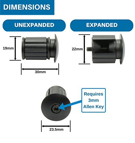 Domain Cycling Aluminum Bike Handlebar Bar End Plugs, Expanding Adjustable Locking Caps, Road Bicycle Grip Mountain BMX MTB Fixie (Black) - Thumbnail 4