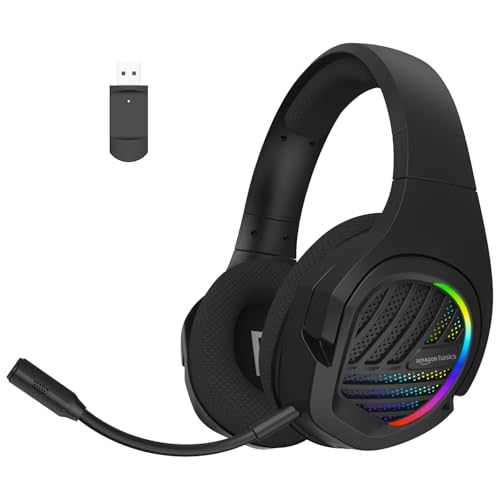 amazon basics Tri-Mode Wireless RGB Gaming Headphones with Detach...