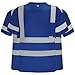 Wuple Safety Shirts for Men Construction Short Sleeve Quick Dry with Pocket Workwear, Class 3 High Visibility Shirts with Reflective Strips Blue L 3PCS