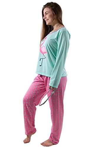 Pijama Longo Flamingo Estampado Fofo Conforto Com Tapa Olho (G)