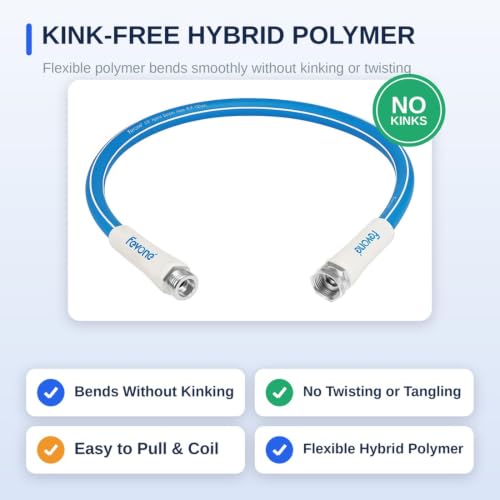 Image of FEVONE 3 ft Lead-in Garden Hose, Hose Reel Leader Hose | Flexible No Kink, Hybrid Polymer Heavy Duty Water Hose, 5 /8 ID, 600 PSI, Aluminum 3 /4 GHT Fittings for Garden Watering