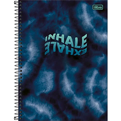 Caderno Espiral Capa Dura Universitário 10 Matérias Hype 160 Folhas - Azul - Inhale Exhale - Tilibra