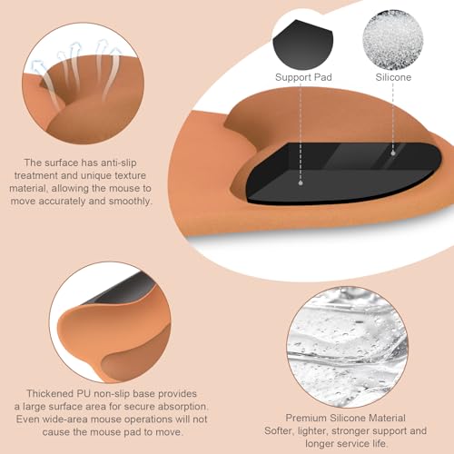 Image of MOSISO Wrist Rest Support for Mouse Pad&Keyboard Set, Circle Curved Ergonomic Mousepad&Coaster Non-Slip Base Home /Office Pain Relief&Easy Typing Pad with Soft Cloth&Silicone Lining, Cosmic Orange