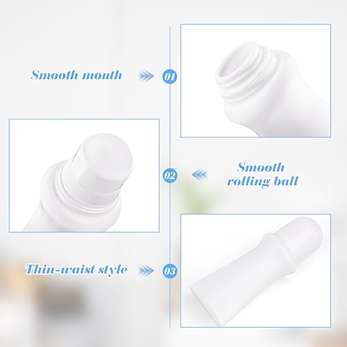 8Pcs 75ml/2.53oz White Plastic Roll-On Deodorant Bottles Thin-Waist Style Rollerball Bottles Refillable Leak-Proof Container for Aromatherapy Moisturizer Perfume Essential Oil3