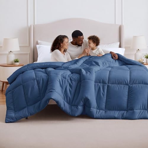 Image of Bedsure Comforter Duvet Insert - Quilted Comforters Oversize Queen, All Season Duvet, GentleSoft Down Alternative Bedding Blanket, with 8 Tabs, Gifts for Women /Men, Dark Slate Blue OversizeQueen 98x98