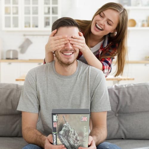 SEBUNAS Leopard 2A7 Militärpanzer im Maßstab 1/72, Schnellbaumodell, deutsches Panzerfahrzeug, Leopard 2A7 Kampfpanzer, Baumodell, Geschenk für Erwachsene und Kinder (14 Teile)