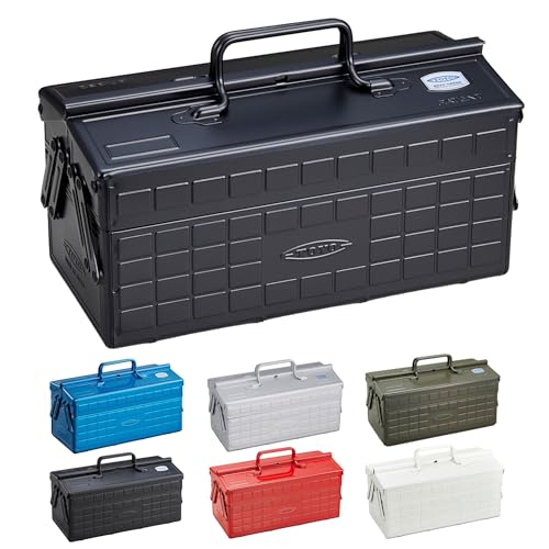 東洋スチール(TOYO) 2段式スチール製工具箱 ST-350 ブラック 【幅約35×奥行約16×高さ約21cm】 日本製 ツールボックス 収納ボックス