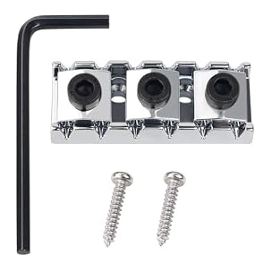 Compatibility: Fits for electric guitars with double tremolo bridge system. Precise Specifications: Length: 42mm (1-21/32"); Width: 15.5mm (39/64"); Height: 9mm (23/64"); E to E string spacing: 35mm (1-3/8"); Mounting hole spacing: 13.5mm (17/32"); M...