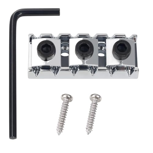 Banworks Electric Guitar Locking String Nut 42mm (1-21/32") Electric Guitar Metal Locking Nuts for Double Tremolo Vibrato Bridge System Electric Guitars JT/SDXZ-01 Chrome
