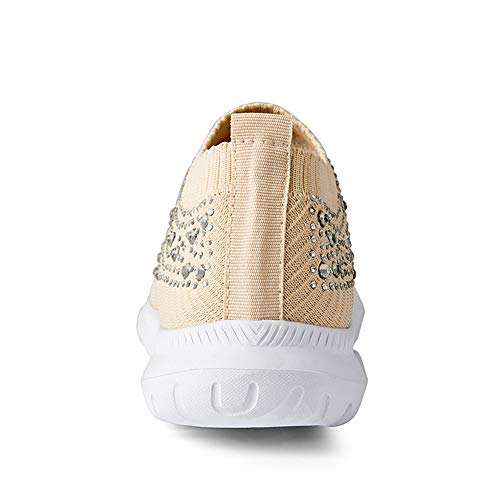 Image of GOSPT Women's Mesh Sport Shoes Rhinestone Glitter Slip On Ballroom Jazz Latin Dance Sock Sneakers