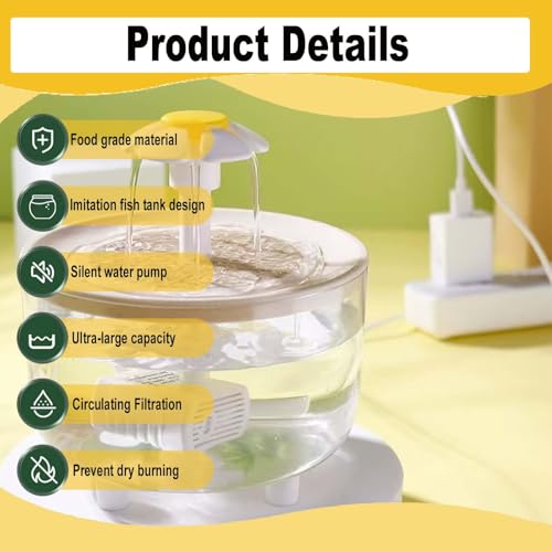 Image of Bird Bath for Indoor Parrots Parrot Bird Bathtub Circulating Filter Fountain Cage Birdbath for Canary, Love Bird, Goldfinch Parrot Small Medium Feathered Pet (Transparent + White, S)