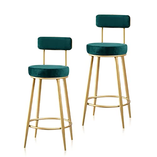 BFKGHKLSK Juego de 2 sillas de Comedor tapizadas en Terciopelo con Respaldo y reposapiés para Cocina, Comedor, Sala de Estar, Altura de 65 cm (Verde)