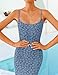 ZESICA Women's Summer Floral Spaghtti Straps Midi Dress 2026 Bodycon Sleeveless Square Neck Casual Beach Long Dresses Dusty Blue Medium