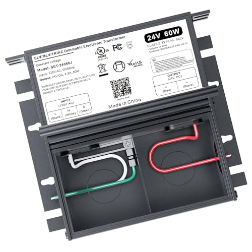 60W 24V Dimmable LED Driver for Lutron & Leviton Dimmer, Triac/ELV/MLV AC to DC Power Supply...