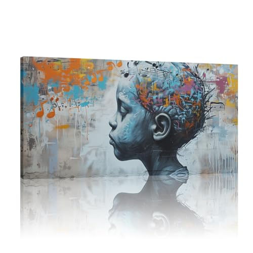 Banksy artwork graffiti pour salon - Tableau toile Street Art abstrait urbain 55x110cm
