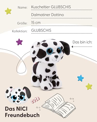 NICI Kuscheltier GLUBSCHIS Dalmatiner Dottino 15cm weiß - Stofftier aus weichem Plüsch, niedliches Plüschtier zum Kuscheln und Spielen, für Kinder & Erwachsene, tolle Geschenkidee - 49696