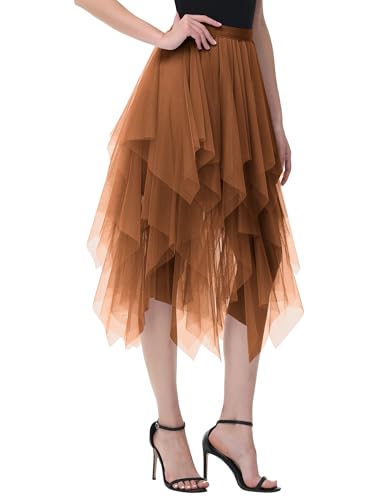 Gonna a pieghe da donna, in tulle, asimmetrica...