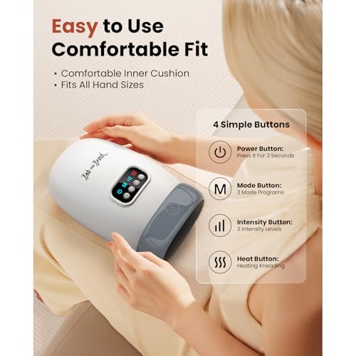 bob and brad hand massager with heat and compression fsa eligiblehsa eligible h60 cordless hand massager for arthritis and carpal tunnel pain relief heated wrist finger massage gifts for mom dad