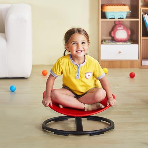 Image of VEVOR Kids Swivel Chair, 220 LBS Capacity, Sensory Spinning Chair, Autistic Kids Sensory Toy Chair with Non-Slip Metal Base, Toddler Sit and Spin for Coordination Balance Focus Training Red