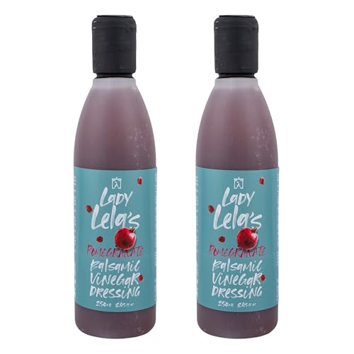 Lady Lela’s Griechisches Granatapfel Balsamico Dressing – 2er Pack (2 x 250 ml) | Balsamico Crème mit Granatapfelsaft | Premium Essig-Sauce für Salate, Gemüse, Käse & Desserts
