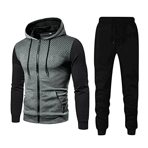 Pantalon de sport jogging top hoodie sweatshirt ensemble 2 pièces gris taille M
