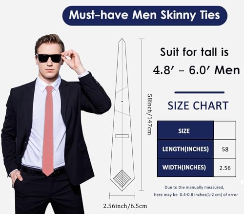 Image of Mantieqingway Mens Skinny Ties,2.56 inch Cotton Neckties Striped Plaid Ties for Groom Groomsmen Wedding Party Christmas
