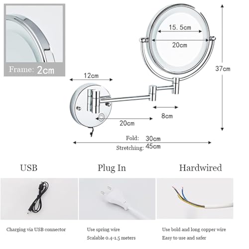 Espejo de Maquillaje LED con Luz y Aumento 10X, Montaje en Pared, Dorado Cepillado miniatura 7