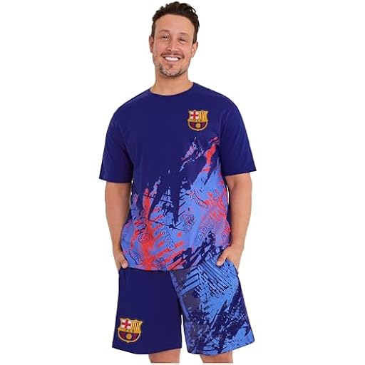 Get Trend FC Barcelona Pijama Hombre Verano Conjunto de Pijama Futbol Corto Suave Ropa de Dormir Algodon Regalo para Él (3XL, Azul Barcelona) | Ya disponible en tu tienda friki favorita! En mundofriki.es!