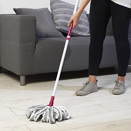 Kleeneze KL069917FSFOB Super Absorbent Microfibre Mop, Hard Floor Cleaner, Extendable Handle up to 125 cm, Extra Mop Head Included, Clean Up Wet Spills, Easy to Store