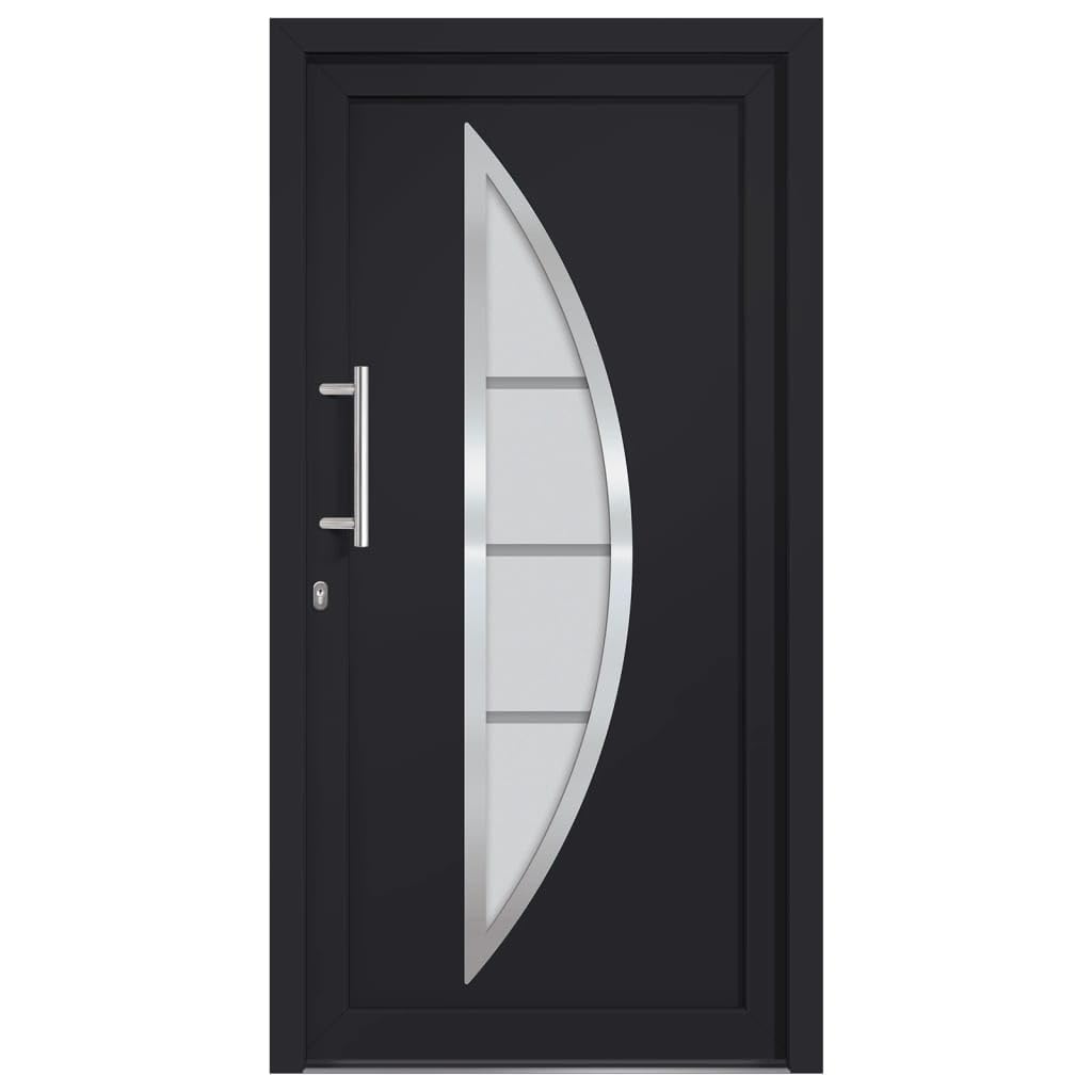 vidaXL Porte d'Entrée Principale Sécurité Maison Charnières Réglables 3D Serrure à Tête de Champignon à 5 Points Extérieur 98x208 cm Anthracite