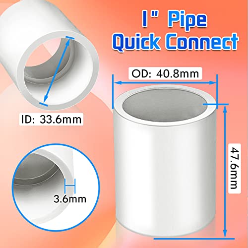 10Pcs White PVC Pipe Couplings, 1\'\' Slip Socket Fitting Adapter Connector, Straight Pressure Fittings, Sch40 - Thumbnail 4