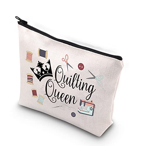 Image of TSOTMO Funny Sewing Gift Quilting Queen Seamstress Sewing Lover Zipper Pouch Makeup Bag (Quilting Queen)