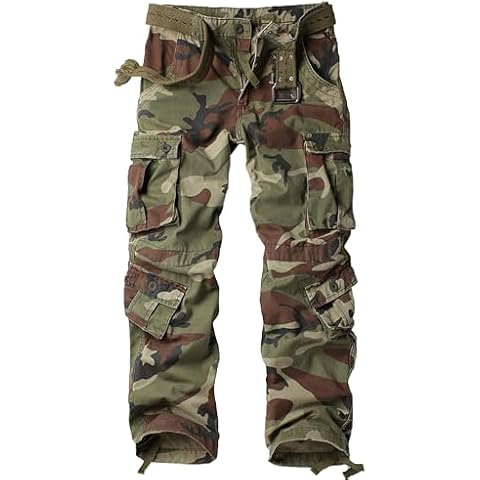 AKARMY Men's Camo Cargo Work Pants Cotton Casual Wild BDU Tactical Combat Ripstop Military Trousers with Multi Pockets 30 Cover