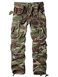 AKARMY Men's Casual Cargo Pants Military Army Camo Pants Combat Work Pants with 8 Pockets Battlefield Camo 32