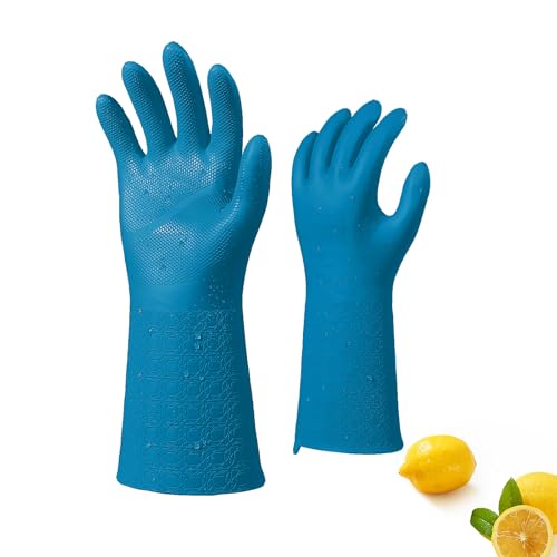 Vgo... Guantes reutilizables resistentes productos químicos, fáciles de poner y quitar,antiadherentes, resistentes de  10 ℃ a 100 ℃,5X más duraderos,3X más gruesos para uso industrial (TP1117,Azul,S)