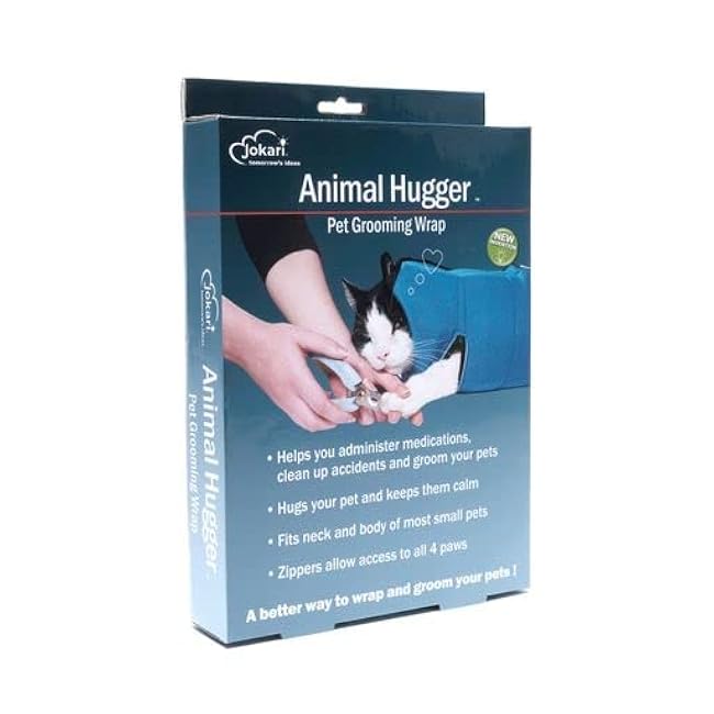 Jokari Animal Hugger Wrap Bag Carrier to Groom Cats, Pets, and Small Dogs or Kittens. Clip Nails, Brush Fur or Hair, Hold Furry Friends Snug and Safe. Great Grooming Restraint Kit for Pets or Groomers-iMBbsAka