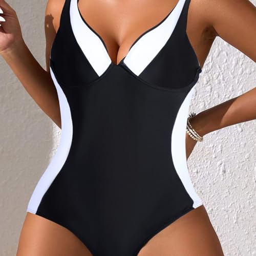 Risipu Women Swimming Costume Tummy Control One Piece Swimsuit Sexy Bathing Suit (3XL, Black) - Image 5