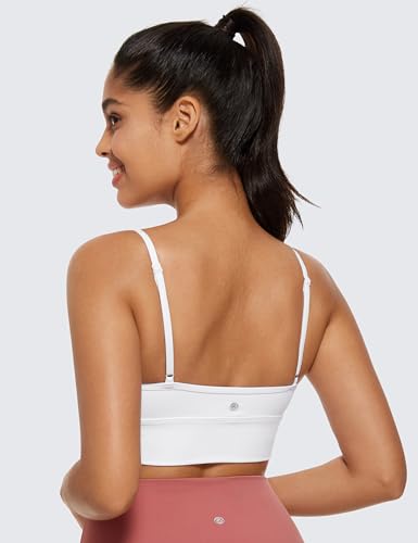 Image of CRZ YOGA Butterluxe V Neck Longline Sports Bras | Light Support, Removable Pads, Yoga, Extremely Soft, Square Back, Spaghetti Straps, for Women