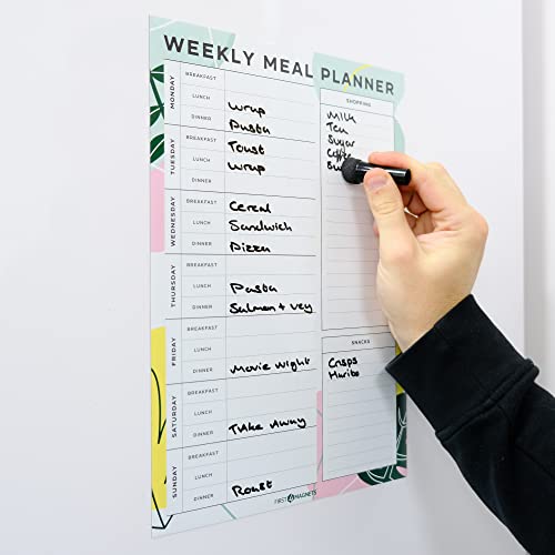 Magnetic A4 Weekly Meal Planner and Shopping List for Fridge Whiteboard or Office with Dry Erase Jungle Design - Image 4