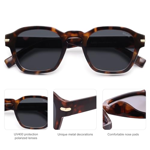 Image of SOJOS Vintage Retro Square Polarized Sunglasses Men Standard Fit Trendy Womens Sun Glasses SJ2382