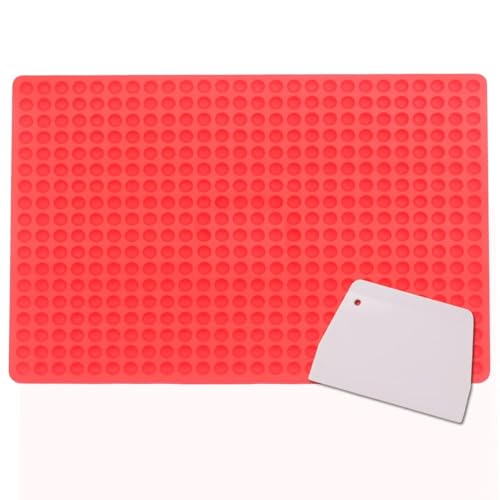 BAKER DEPOT 468-Cavity Silicone Mould for Pet Treats Mini Round Dog Training Treat Baking Mat with Scraper Semi Sphere Chocolate Candy Moulds