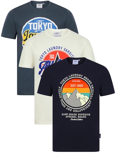 T-shirts Tokyo Laundry homme pack de 3 pièces confortables contre la chaleur