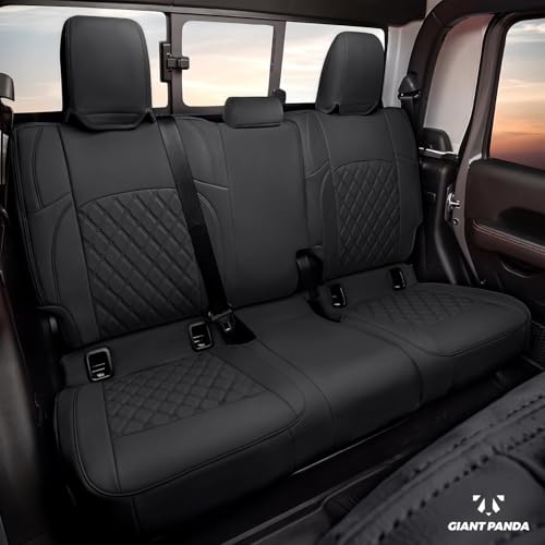 Image of GIANT PANDA Gladiator Seat Covers Custom Fit for Jeep Gladiator 2020-2026 Without Rear Cup Holder JT Sport Rubicon Mojave Willys Freedom,Black