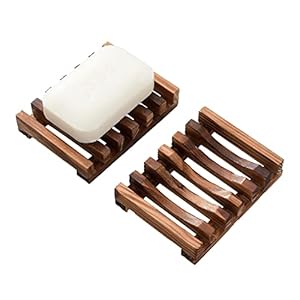 Wooden Soap Dish for Shower,Set of 2 Shower Soap Holder,Self draining Bar Soap Holder for Bathroom, Homemade Soaps Saver Natural Soaps Tray, Vowupt