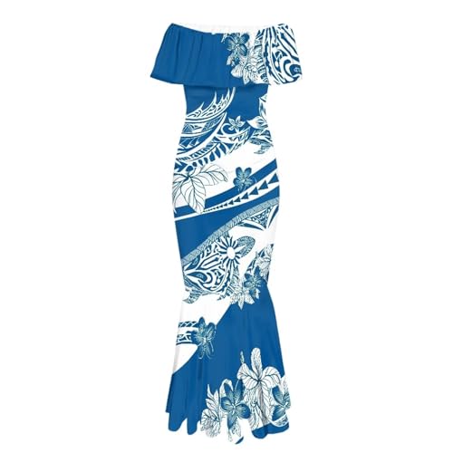 Image of Polynesian for Women S-7XL Off Shoulder Maxi Dress Hawaiian Summer Dresses